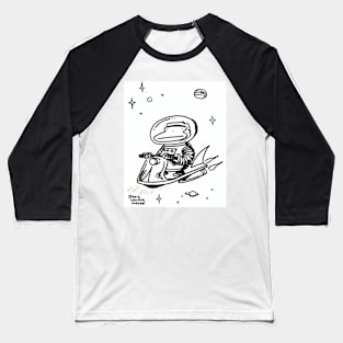Space Ape Rides Rocket Scooter Baseball T-Shirt